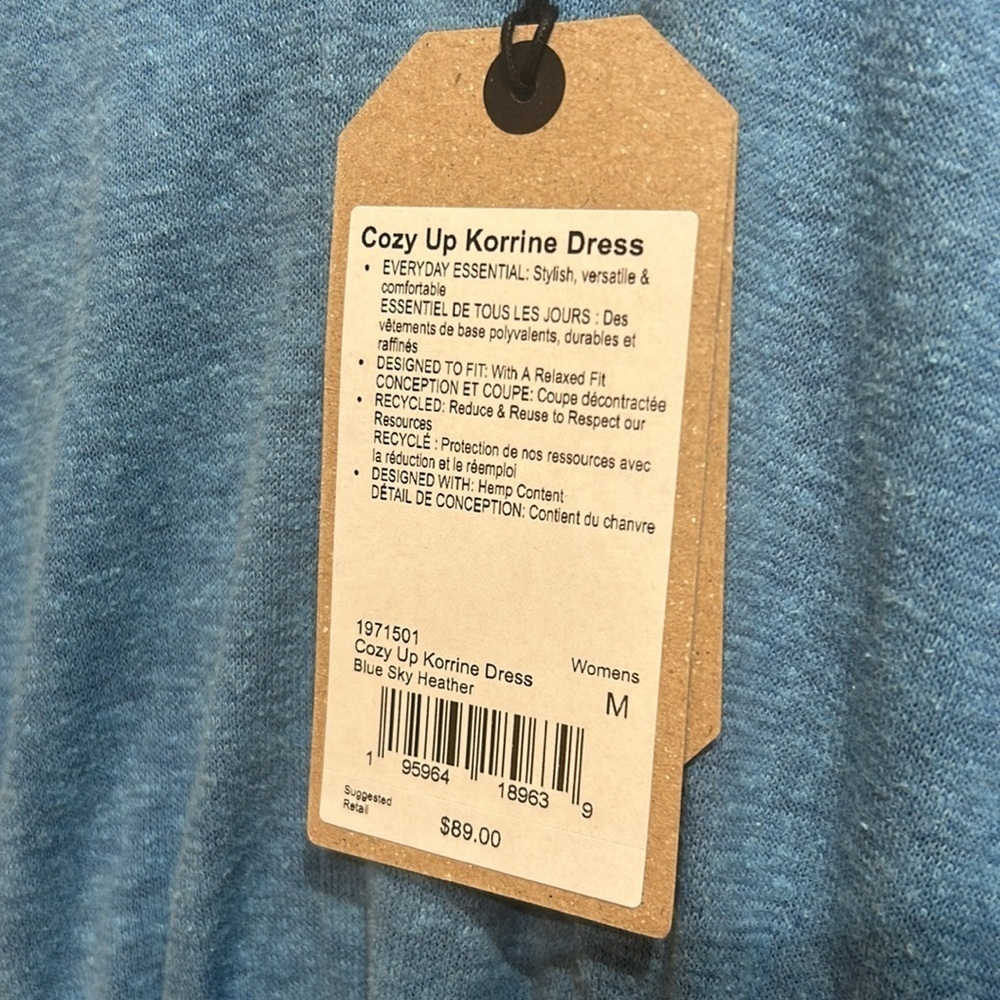 NWT PRANA Blue Hemp Blended Dress Size Medium - Picture 3 of 10
